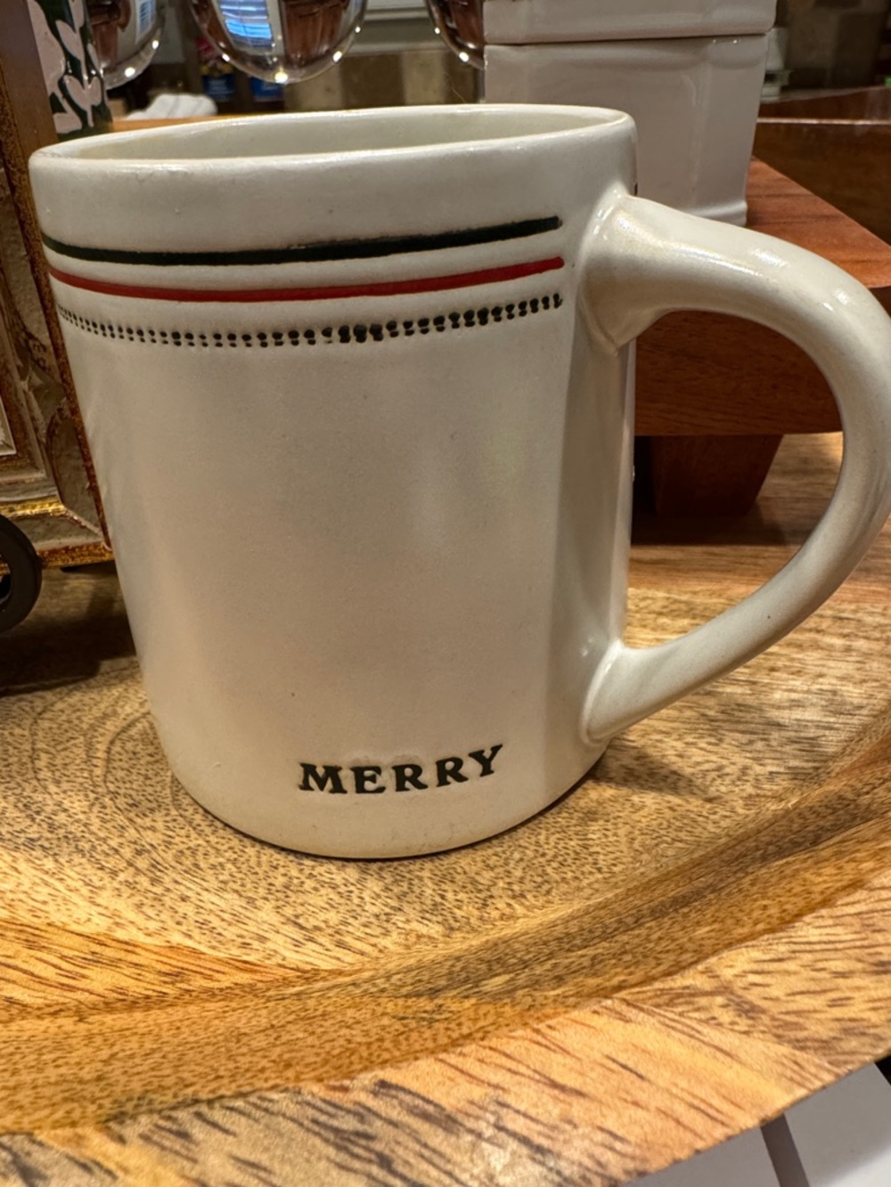 Hearth & Hand MERRY stoneware mug Red & Green Trim